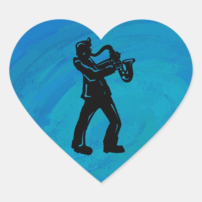 New York Boogie Nights Saxophon Blue Herz-Aufkleber (Vorderseite)
