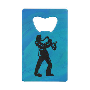 New York Boogie Nights Saxophon Blue Kreditkarten Flaschenöffner