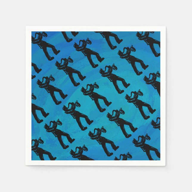 New York Boogie Nights Saxophon Blue Serviette (Vorderseite)