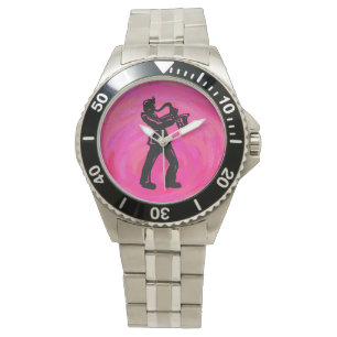 New York Boogie Nights Saxophon Hot Pink Armbanduhr