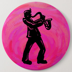 New York Boogie Nights Saxophon Hot Pink Button