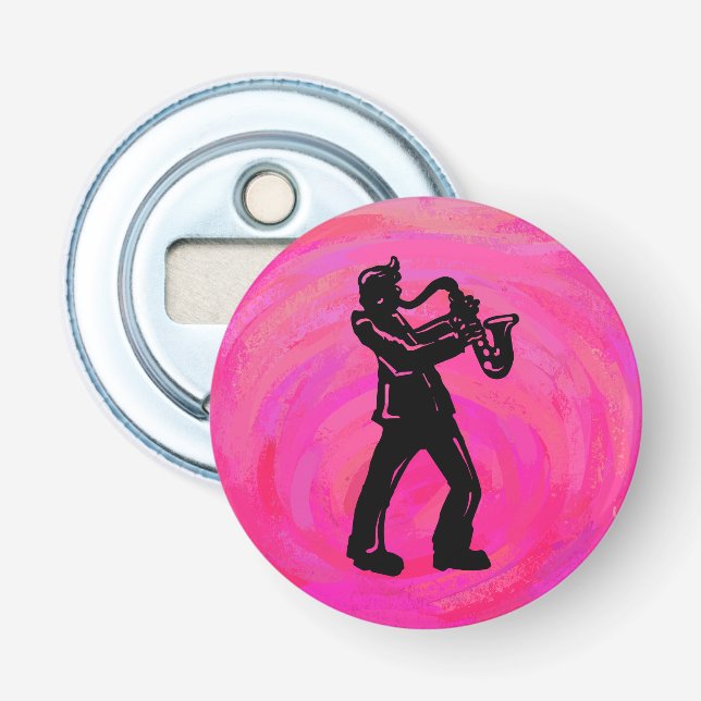 New York Boogie Nights Saxophon Hot Pink Flaschenöffner (Vorderseite)