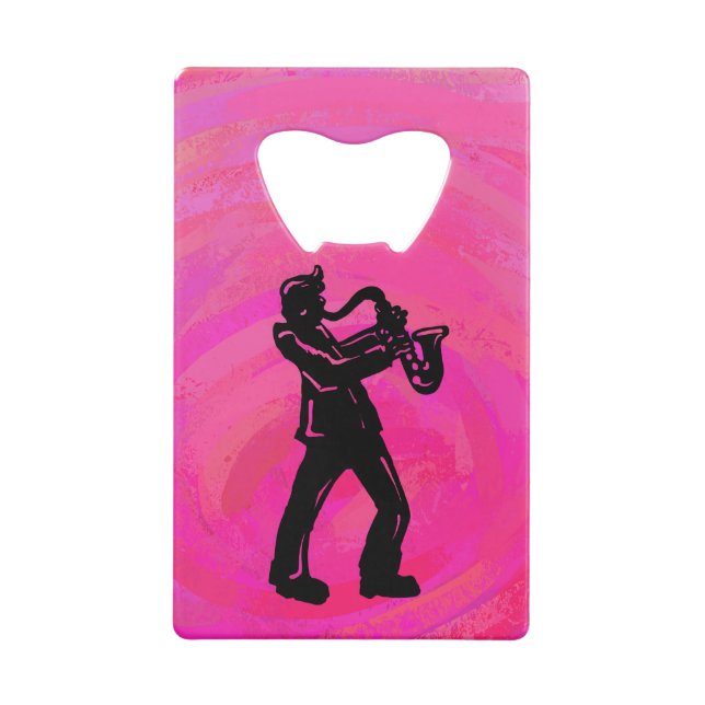 New York Boogie Nights Saxophon Hot Pink Geldkarten Flaschenöffner (Rückseite)