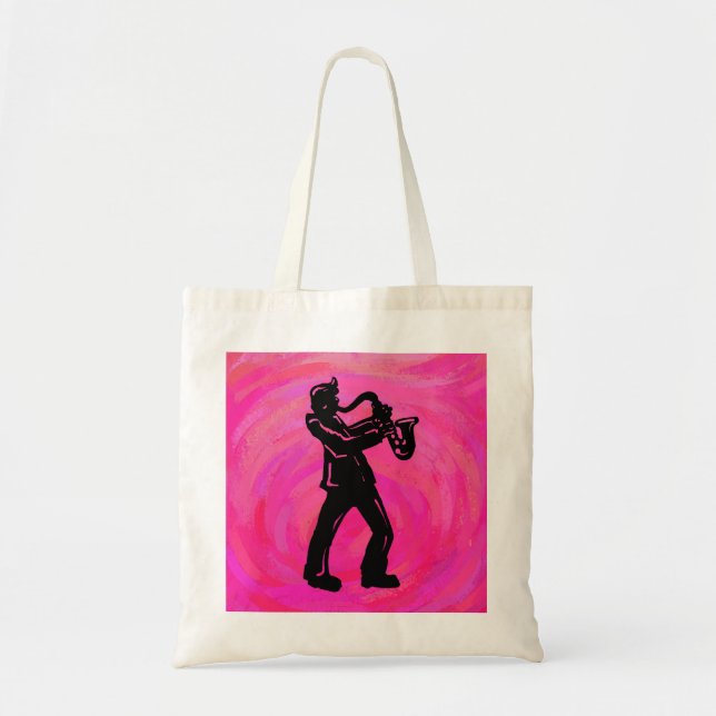 New York Boogie Nights Saxophon Hot Pink Tragetasche (Vorne)