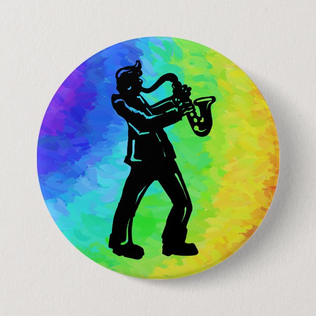 New York Boogie Nights Saxophon Rainbow Button (Vorderseite)