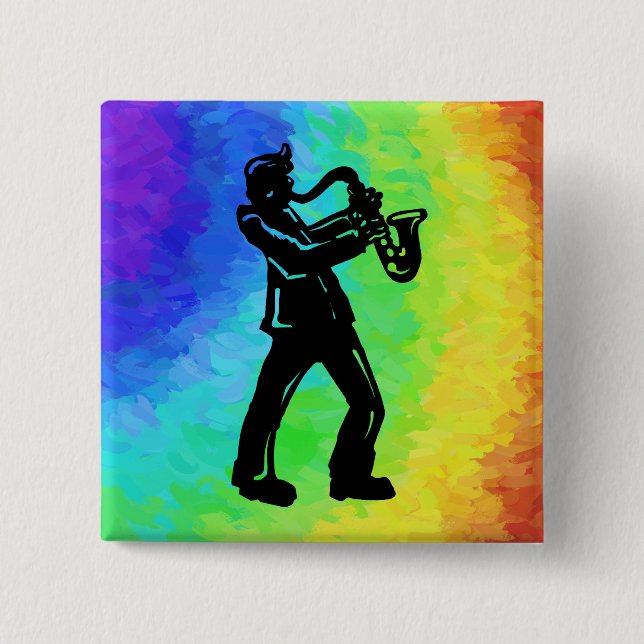 New York Boogie Nights Saxophon Rainbow Button (Vorderseite)