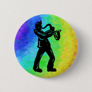 New York Boogie Nights Saxophon Rainbow Button