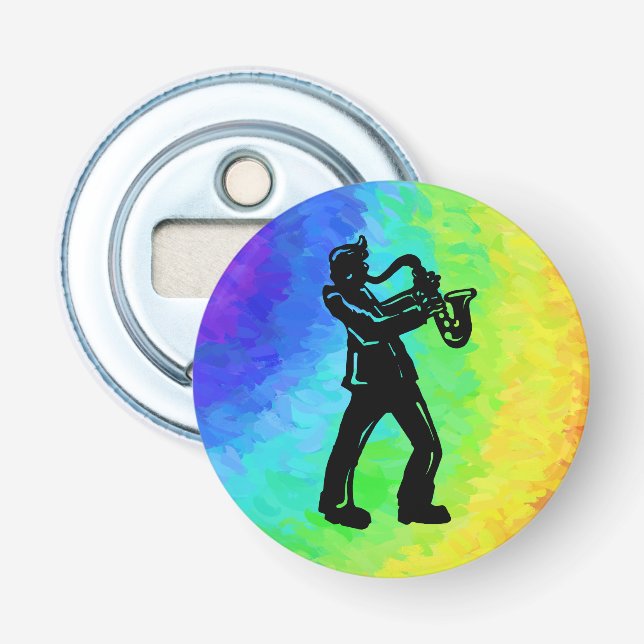 New York Boogie Nights Saxophon Rainbow Flaschenöffner (Vorderseite)