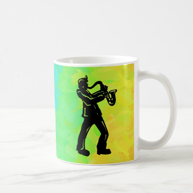 New York Boogie Nights Saxophon Rainbow Kaffeetasse (Rechts)