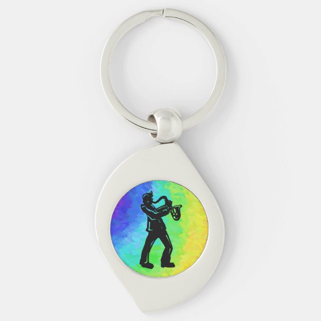 New York Boogie Nights Saxophon Rainbow Schlüsselanhänger (Vorderseite)