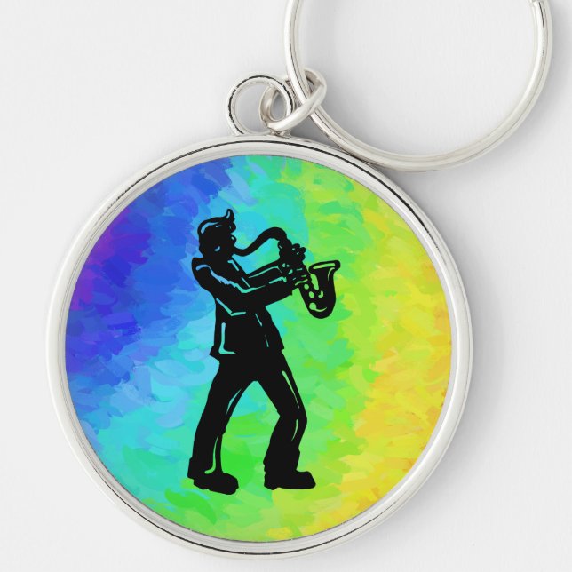 New York Boogie Nights Saxophon Rainbow Schlüsselanhänger (Vorne)