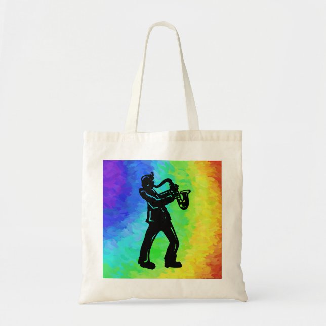 New York Boogie Nights Saxophon Rainbow Tragetasche (Vorne)