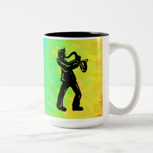 New York Boogie Nights Saxophon Rainbow Zweifarbige Tasse