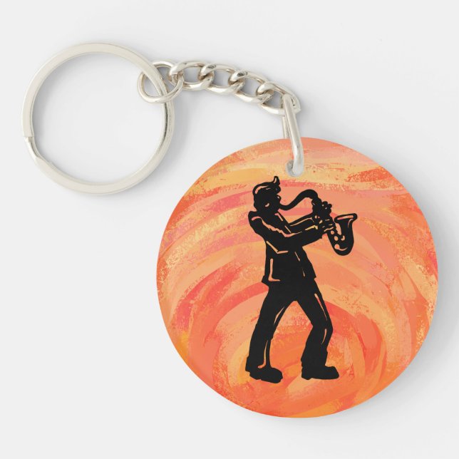 New York Boogie Nights Saxophone Orange Schlüsselanhänger (Vorderseite)
