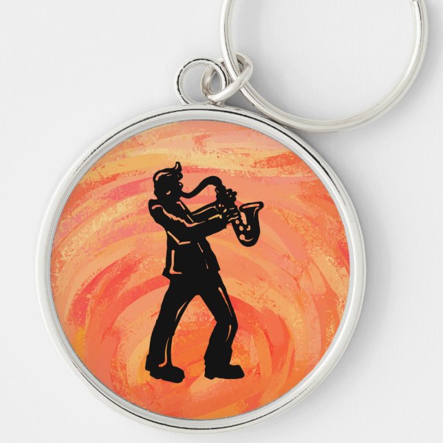 New York Boogie Nights Saxophone Orange Schlüsselanhänger (Vorne)