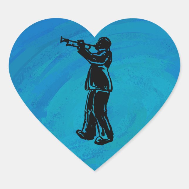 New York Boogie Nights Trumpet Blue Herz-Aufkleber (Vorderseite)