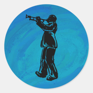 New York Boogie Nights Trumpet Blue Runder Aufkleber