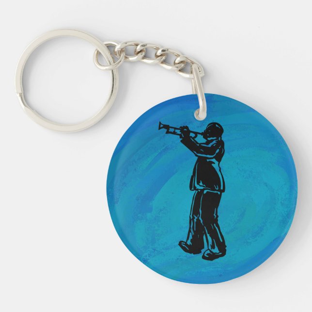 New York Boogie Nights Trumpet Blue Schlüsselanhänger (Vorderseite)