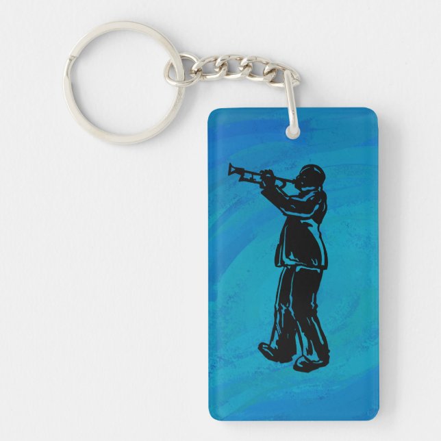 New York Boogie Nights Trumpet Blue Schlüsselanhänger (Vorderseite)