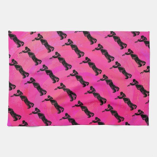 New York Boogie Nights Trumpet Hot Pink Geschirrtuch (Horizontal)