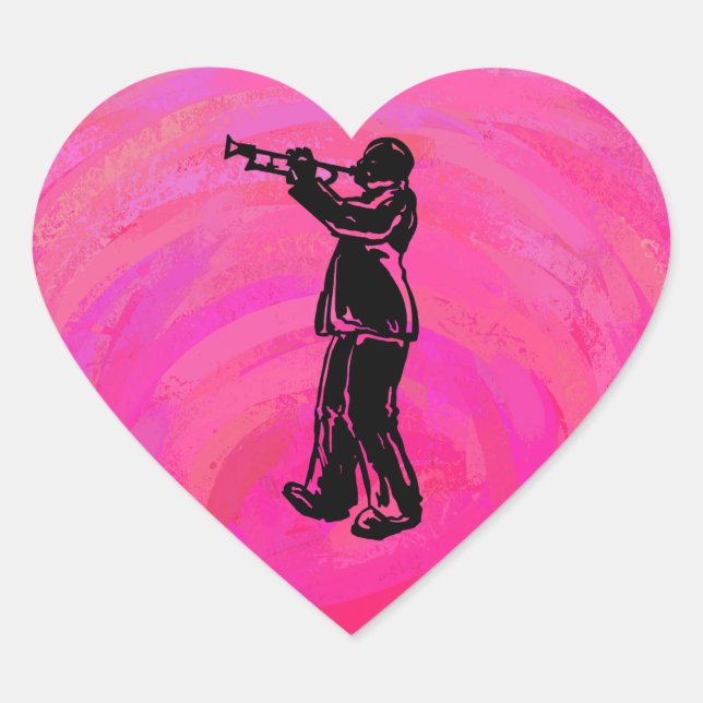 New York Boogie Nights Trumpet Hot Pink Herz-Aufkleber (Vorderseite)