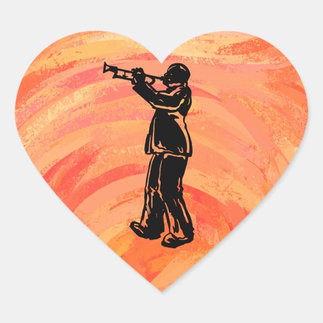 New York Boogie Nights Trumpet Orange Herz-Aufkleber (Vorderseite)