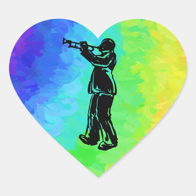 New York Boogie Nights Trumpet Rainbow Herz-Aufkleber (Vorderseite)