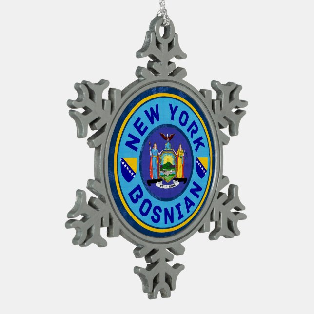 New York bosnisch-amerikanische Weihnachtsdekorati Schneeflocken Zinn-Ornament (Links)