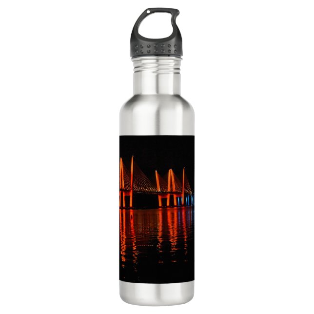 New York Bridge Lights zu Ehren von GayPride Edelstahlflasche (Vorderseite)