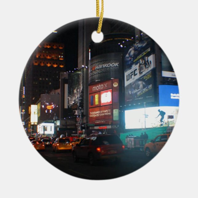 New York Broadway at night Keramikornament (Vorne)