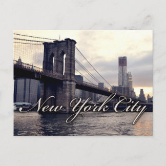 New York Brooklyn Bridge Sunset Postcard Postkarte