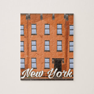 New York Brownstone Reiseplakat-Cartoon