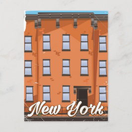New York Brownstone Reiseplakat-Cartoon Postkarte