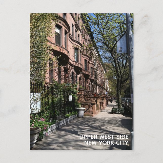 New York Brownstones Upper West Side Gebäude NYC Postkarte (Vorderseite)