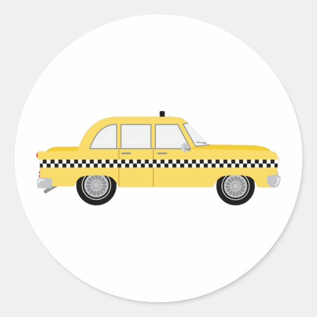 New York Cab Runder Aufkleber (Vorderseite)