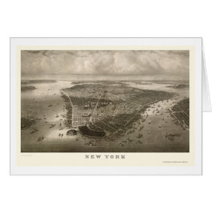 New York, carte panoramique de NY - 1851