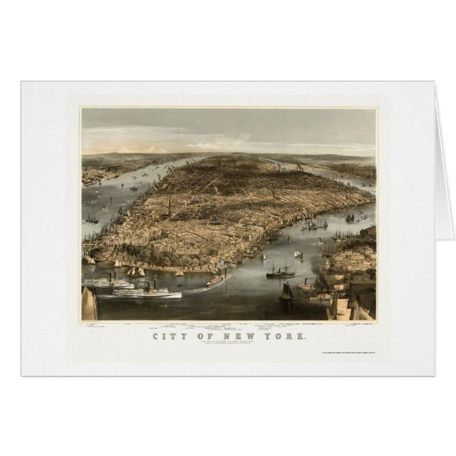 New York, carte panoramique de NY - 1856 (Devant horizontal)