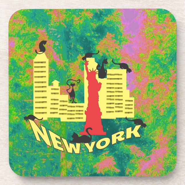 NEW YORK Cat Untersetzer (Vorderseite)