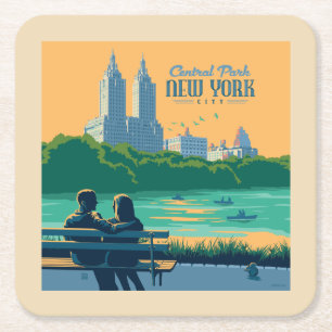 New York Central Park Bench Rechteckiger Pappuntersetzer