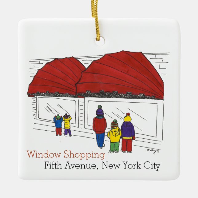 New York Christmas Fifth Avenue Window Shopping Keramikornament (Vorderseite)