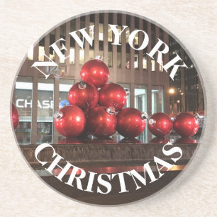 New York Christmas NYC Red Holiday Balls Sixth Ave Untersetzer