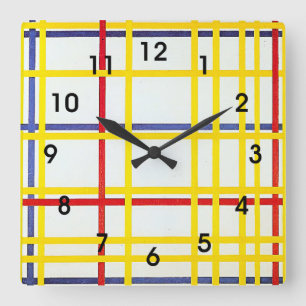 New York City 1 von Piet Mondrian Quadratische Wanduhr