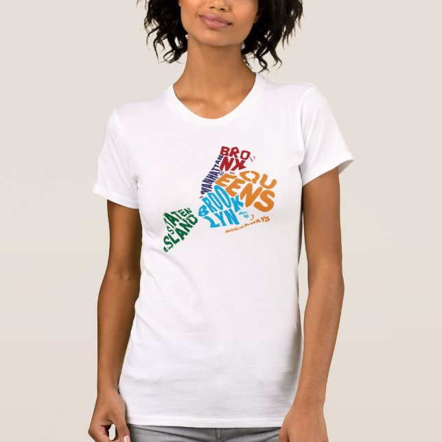 New York City 5 Boroughs Calligram Map T-Shirt (Vorderseite)
