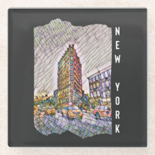 New York City Aesthetic Mosaic Art Glasuntersetzer