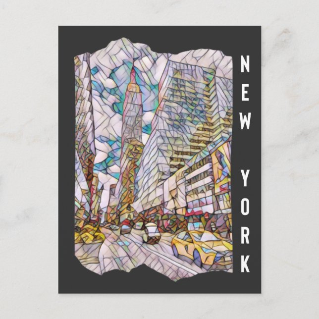 New York City Aesthetic Mosaic Art Postkarte (Vorderseite)