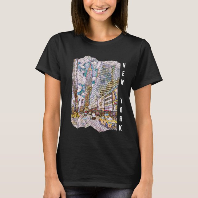 New York City Aesthetic Mosaic Art T-Shirt (Vorderseite)