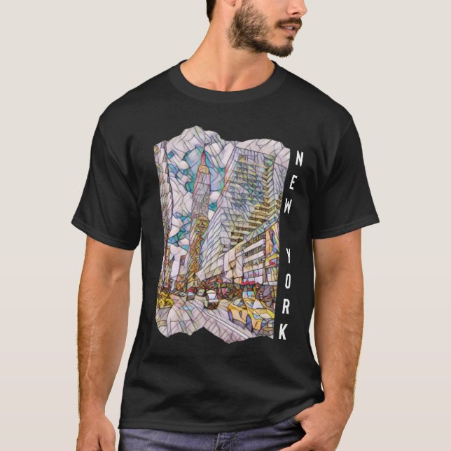 New York City Aesthetic Mosaic Art T-Shirt (Vorderseite)
