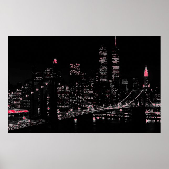 New York City am Nachtplakat Poster (Vorne)