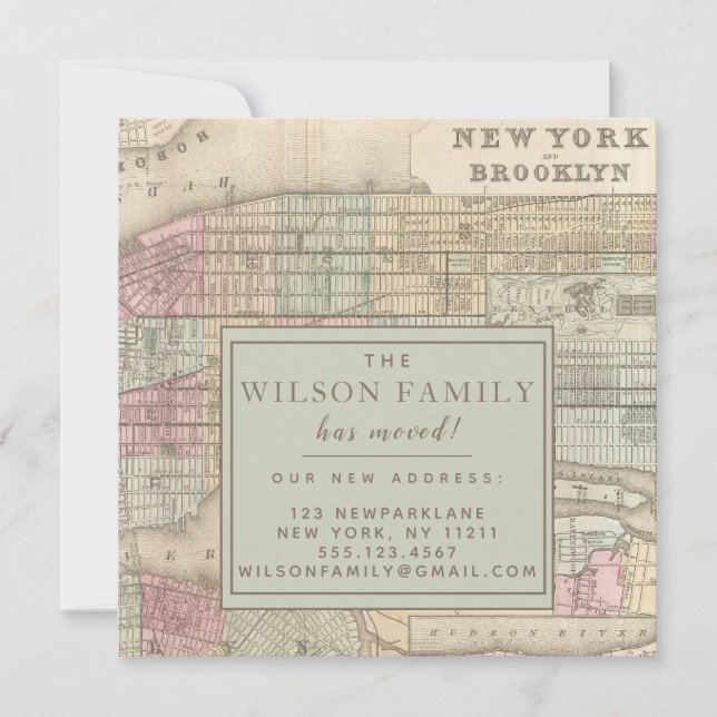 New York City Antique Carte Moving Faire-part (Devant)