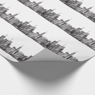 New York City Aquarell Manhattan Skyline Schwarz Geschenkpapier